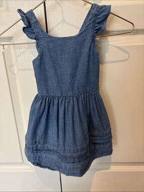 Polo by Ralph Lauren Blue Denim Ruffle Strap Dress Baby Girl